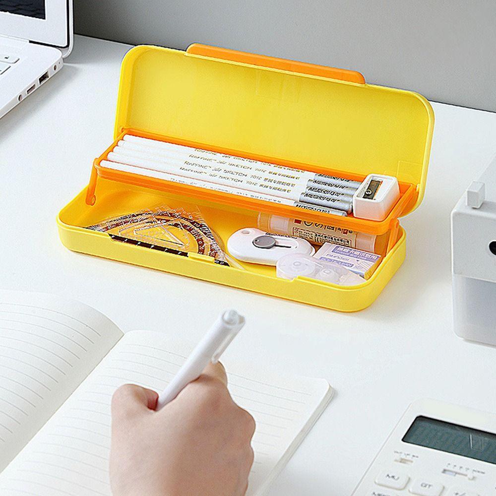 Top Pensil Case Multifungsi Kreatif Double-layer Stationery Case