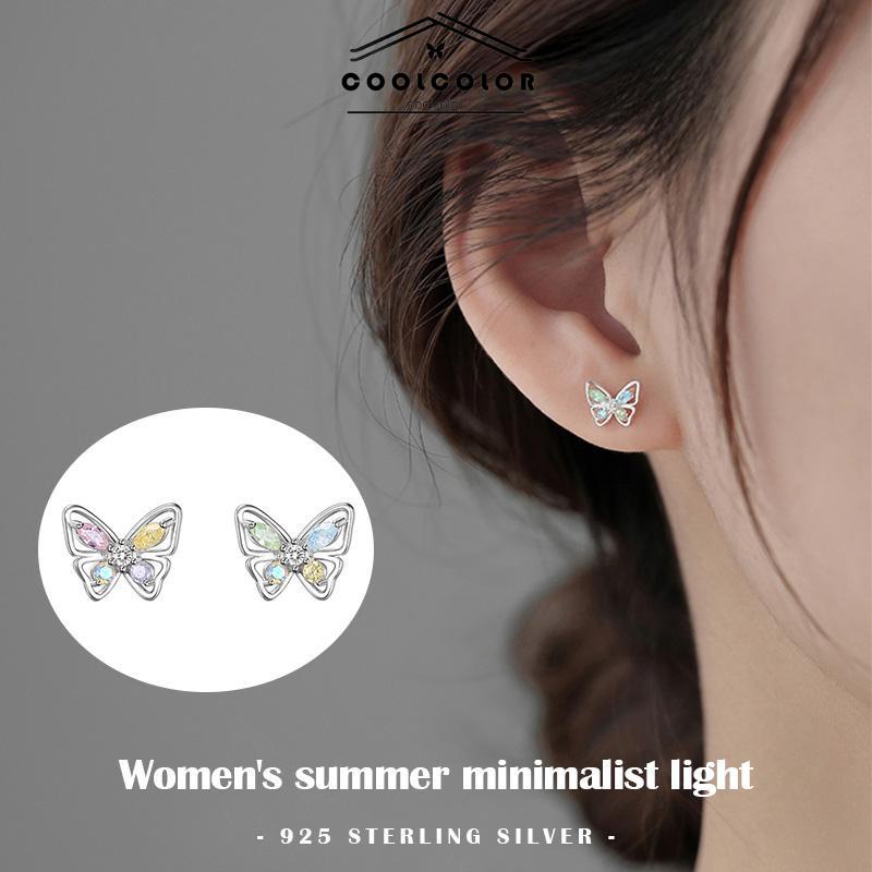 COD❤️925 Anting Kupu-kupu Perak Sterling  Anting Desain Niche Mewah Ringan Musim Panas Wanita  Sederhana- cl