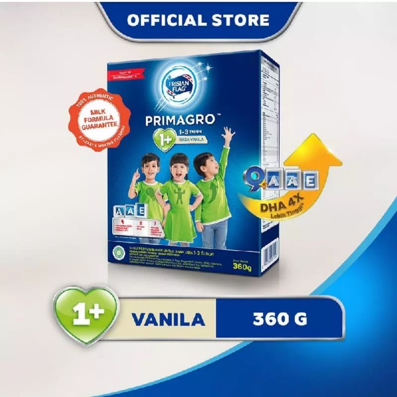 

FRISIAN FLAG Primagro 1+ Vanilla (1-3 tahun) Susu Pertumbuhan Anak Box - 360 gram