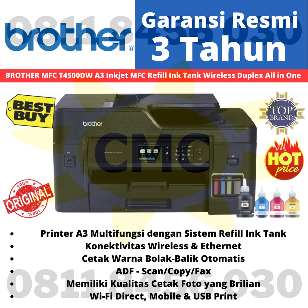 Printer Brother MFC T4500DW Inkjet Printer A3 Wireless Duplex With ADF