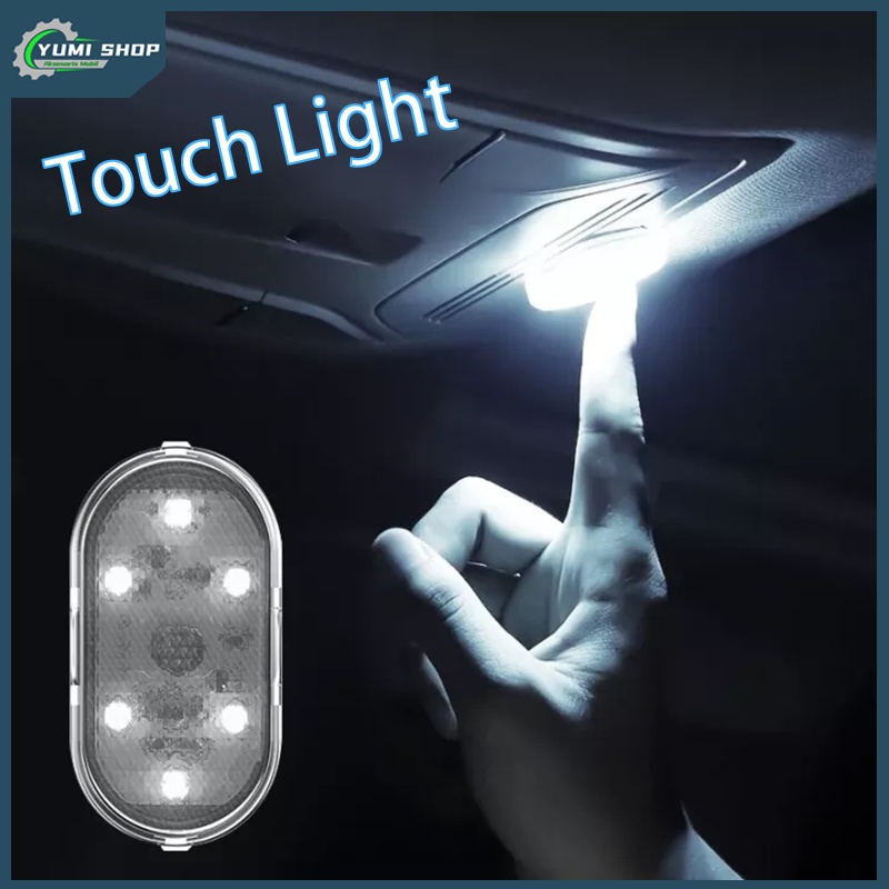 Lampu Tempel Plafond Mobil/Lampu LED Touchscreen/Plafon kabin bagasi sentuh Mobil Lemari Recharge Touch Sentuh Magnet automatis nyala/Lampu Kabin Mobil StarHome Lampu Interior Mobil C01/Touch Light/Omextra Lampu Sentuh USB/6 LED Plafon Laci Kolong Mobil