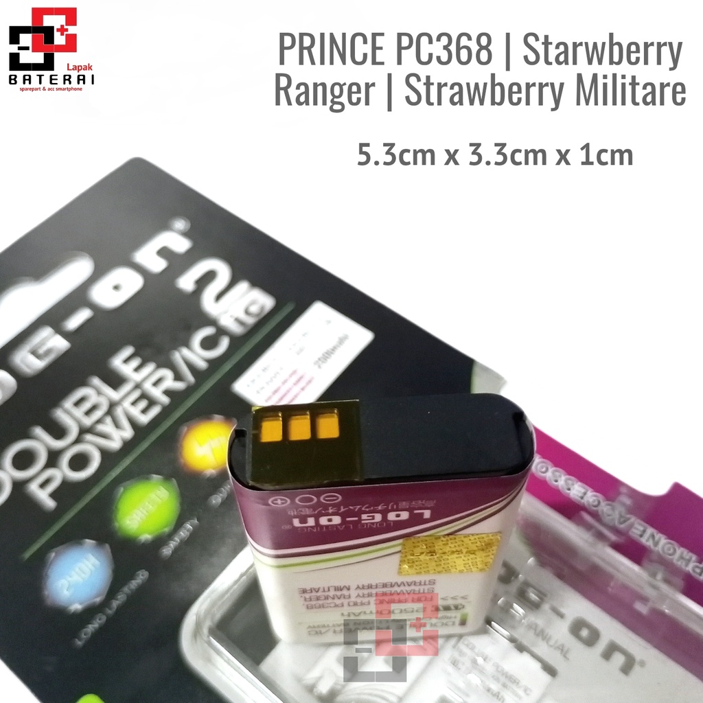 LOG - ON Baterai Prince PC368 | Strawberry Ranger | Strawberry ST11 Militare Double IC Protection Battery Batre
