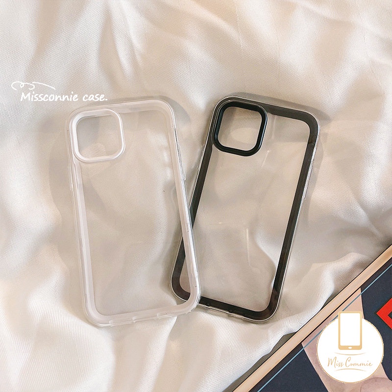 Soft Case Silikon Transparan 3 in 1 Warna Permen Untuk iPhone 11 14 Pro Max 7Plus 8Plus 14 Plus 12 13 Pro Max 6 6s 7 8 Plus XR X XS Max SE 2020