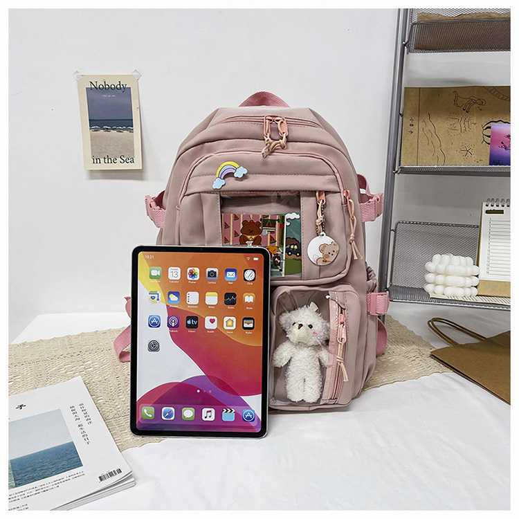 Tas Ransel Wanita Kuliah Santai Sekolah muat laptop boneka cute import kualitas bagus cewek perempuan cewe tas ransel laptop kuliah santai jalan jalan lucu cute korea dekorasi boneka lucu Study Laptop Backpack Boys Girls School Books Bags For Teen