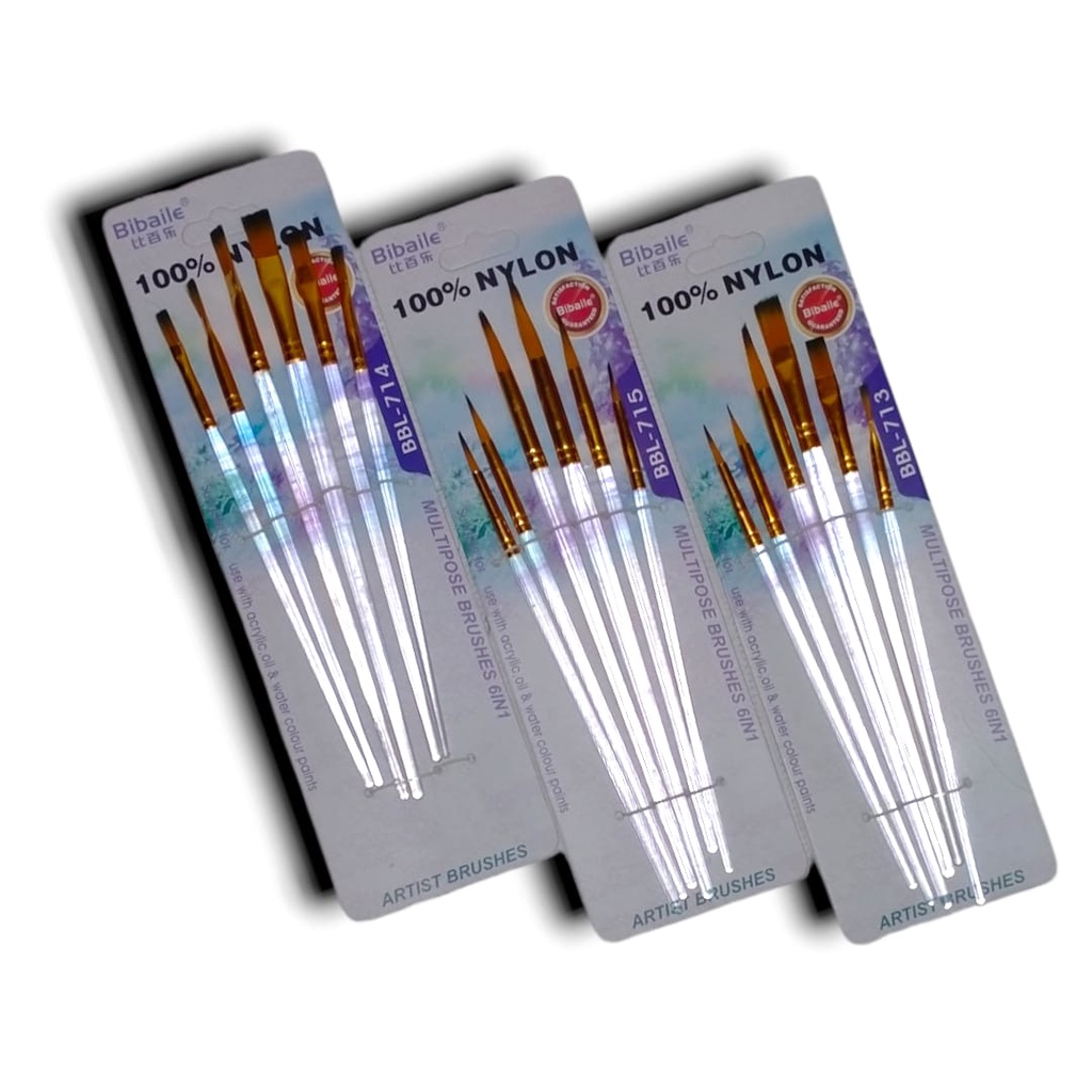 

KUAS LUKIS SET PAINT BRUSH ISI 6 ROUND HALUS LEMBUT WATER BRUSH ALL PURPOSE CAT AIR LANCIP BAGUS