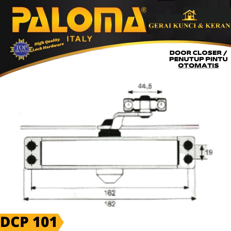 Penutup Pintu Otomatis PALOMA DCP 101 DOOR CLOSER PALOMA 900-NHO SILVER NON HOLD OPENED