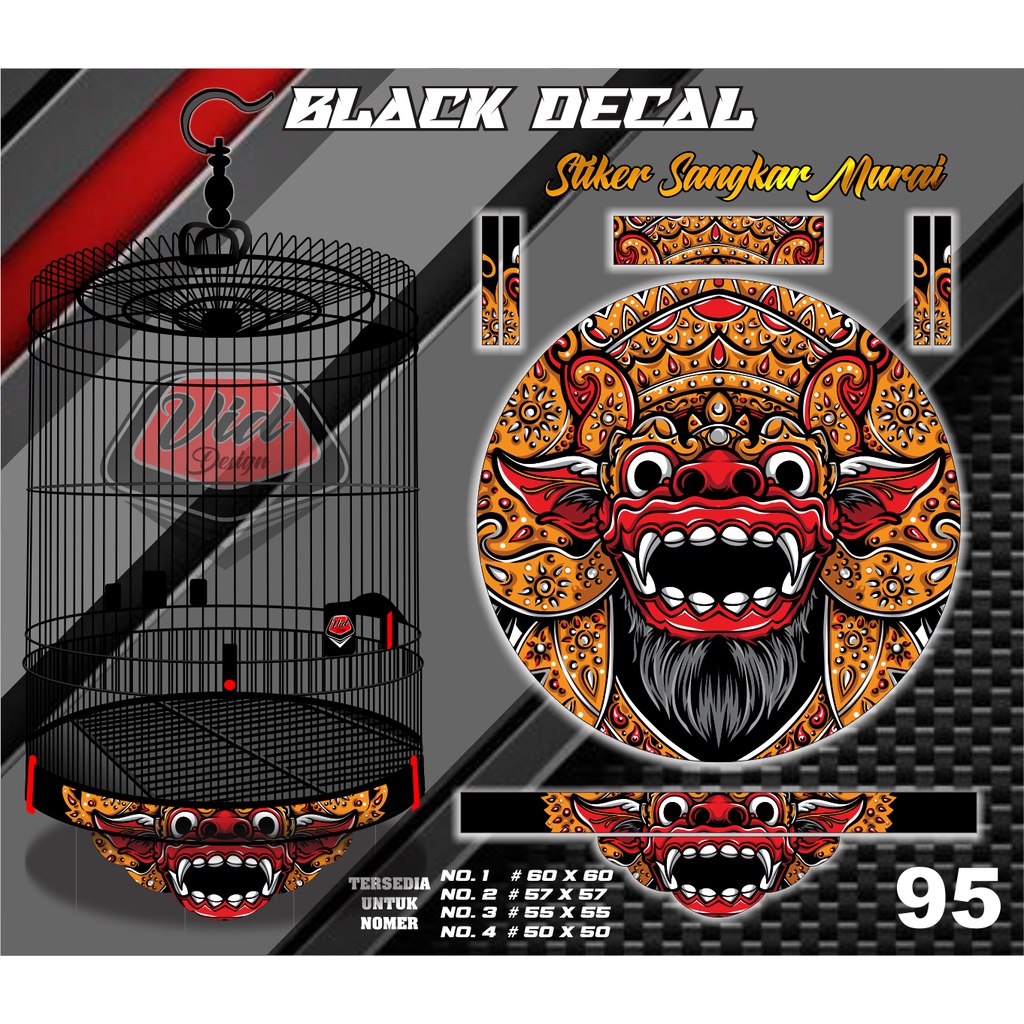 Stiker Sangkar Burung Murai Decal Kandang Bulat Radja  No 1 2 3 4