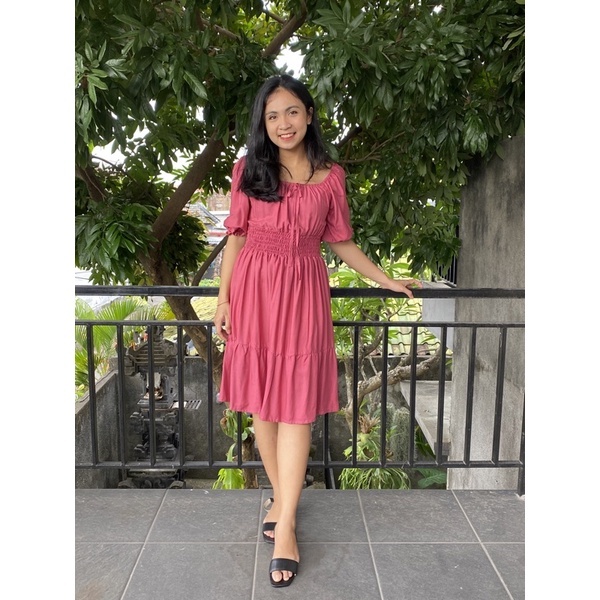 Jasmine Dress Sabrina Ruffle Rampel Midi Rayon Bumil Friendly