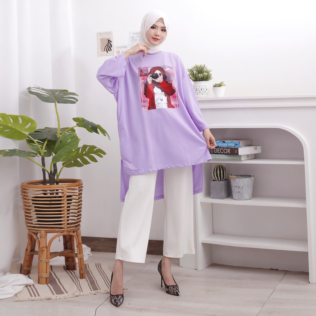 GR TUNIK OVERSIZE BASIC KAOS JUMBO GAMBAR PRINT DTF LEMBUT (BUKAN SABLON) TUNIK BABYTERRY SR573