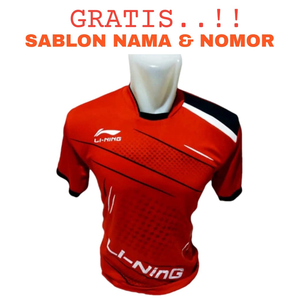 ( FREE SABLON NAMA &amp; NOM0R ) Baju olahraga badminton bulutangkis bola futsal volly baju atasan dewasa terbaru