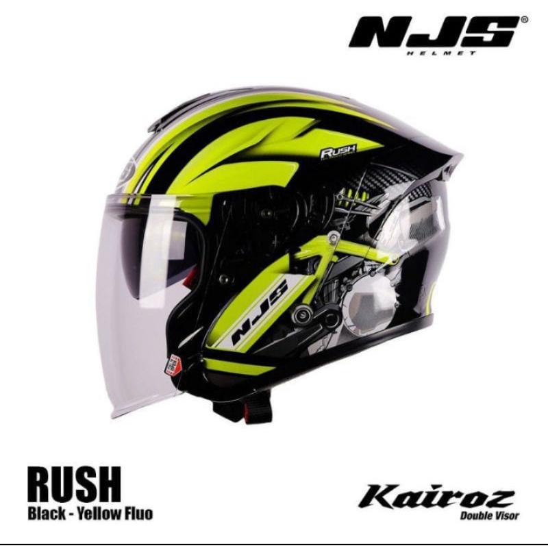 HELM NJS KIRONE RUSH YELLOW DOUBLE VISOR