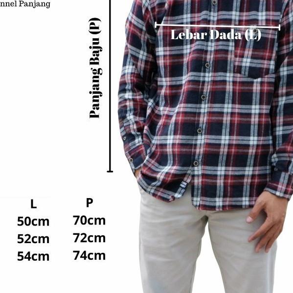 kemeja flanel pria lengan panjang Kemeja flanel pria 023 - h43, M
