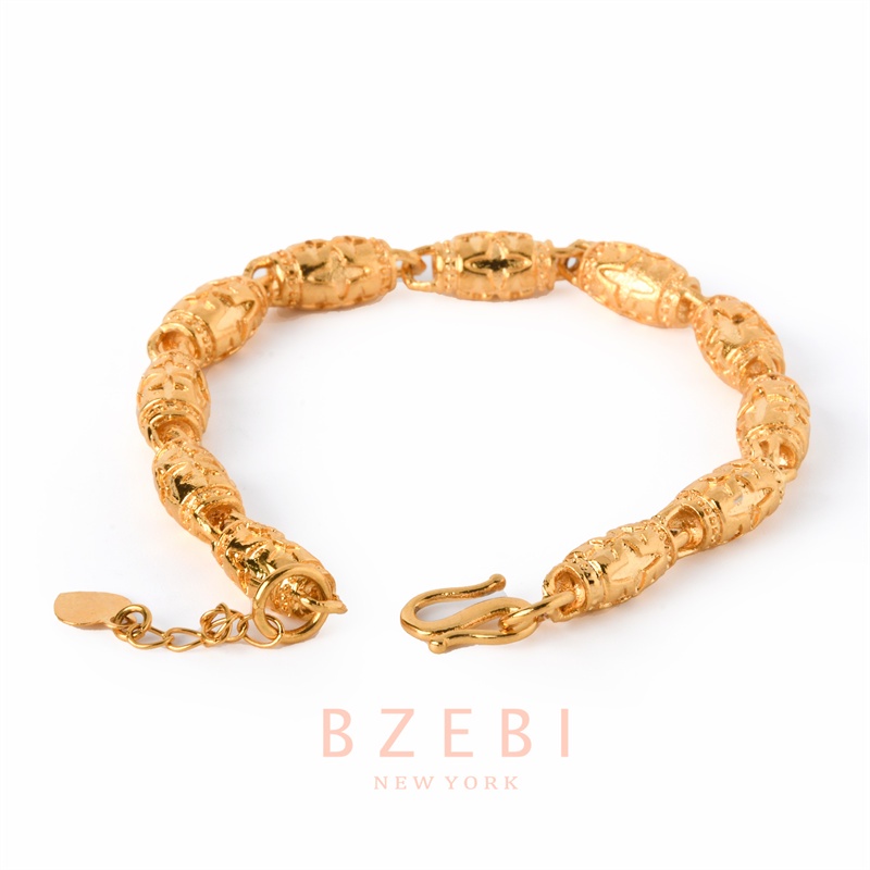 Bzebi Gelang Tangan Rantai Emas 24k Adjustable Anti Karat Untuk Wanita 1113b