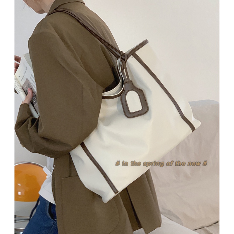 Suhao tas tangan wanita kapasitas besar 2022 baru trendi all-match tas bahu fashion mahasiswa kelas komuter tas jinjing