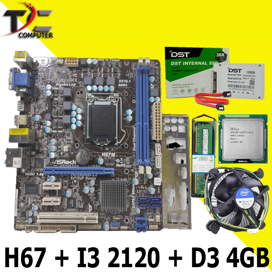 MAINBOARD H67 SOCKET LGA 1155 H67 + I3 2120 + 4GB + SSD