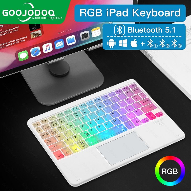 Goojodoq Keyboard RGB Bluetooth Transparant Crystal with Touchpad Wireless