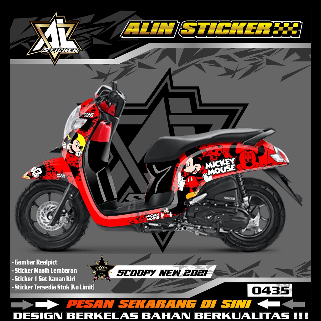 0435 Sticker Decal Honda SCOOPY New 2017-2019 Variasi List Mickey Mouse