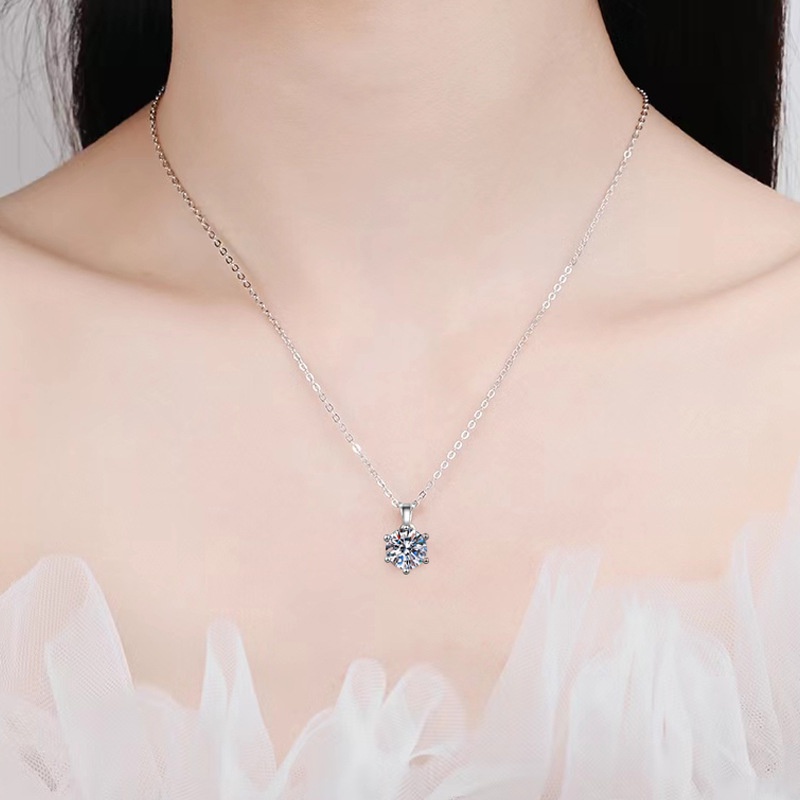 Set Kalung Cincin Stud 925 Silver Hias Zirkon Gaya Klasik