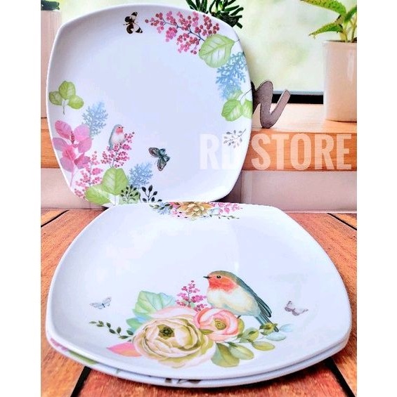 promo 3.pcs piring kotak saji ceper prasmanan melamine motif...