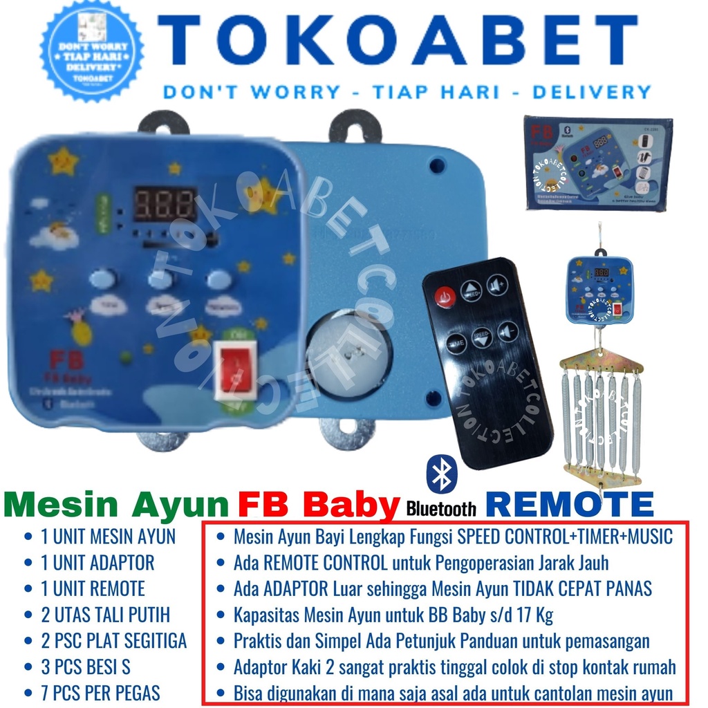 Ayunan bayi BLUETOOTH SUPERBABY FBBABY Lengkap REMOTE CONTROL dengan MUSIC TIMER SPEED CONTROL Murah dengan Per 7 dan Adaptor bisa sebagai Perlengkapan Tidur Baby sesuai Kebutuhan Bayi Lahir TOKOABET