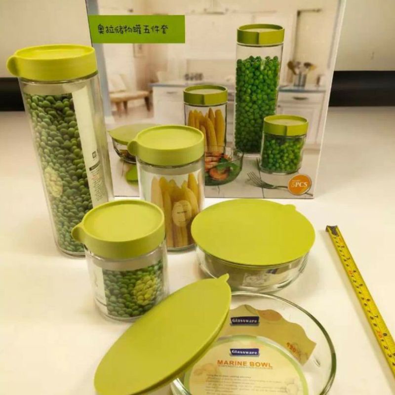 Toples set kaca tempat makanan -tempat kue lebaran - toples penyimpan kerupuk gula kue