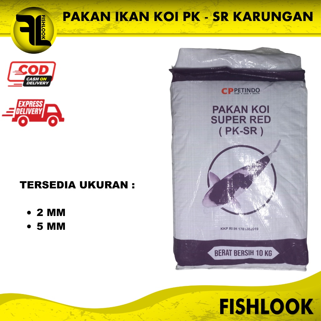 pelet koi KARUNGAN super red pk-sr 2 mm - 5mm isi 10 kg pakan makanan ikan