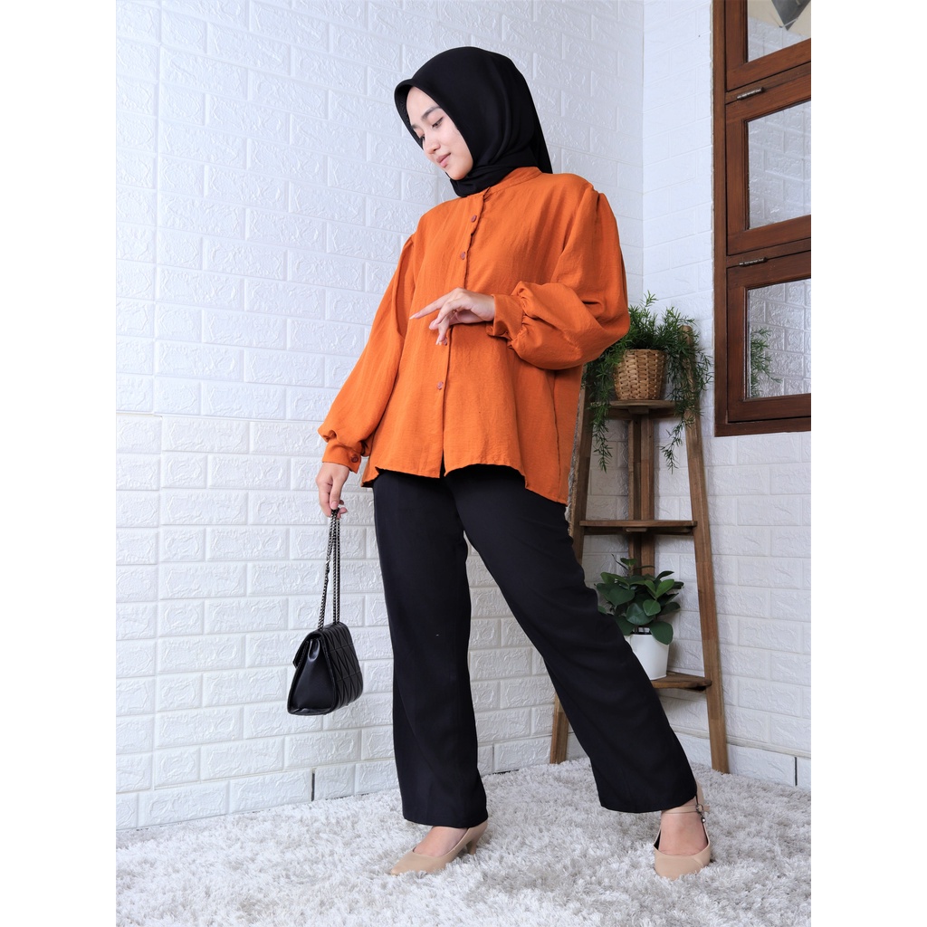 Fiska Blouse Crinkle Baju Formal/Kemeja Kerja/ atasan wanita bahan adem/fashion style remaja