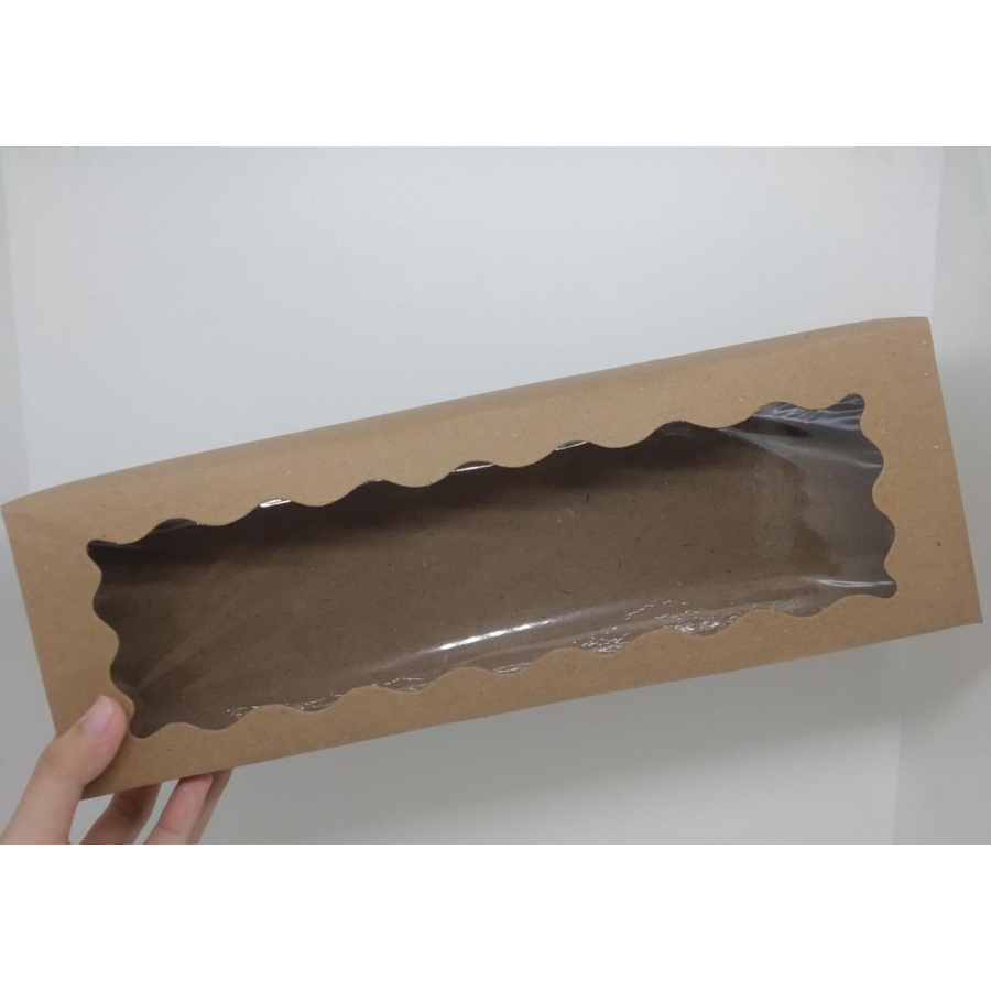 

10pcs KOTAK BROWNIES BOX JENDELA MIKA 30X10X5 KRAFT COKLAT LAMINASI