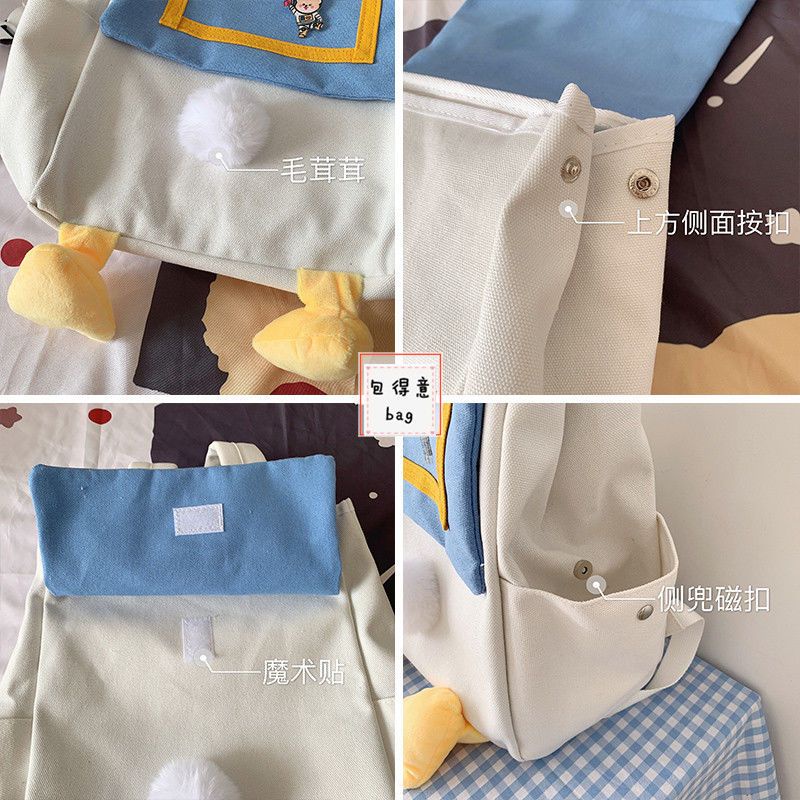 Sera College Style Ransel Donald Duck Gadis Lucu Hati Tas Sekolah Kanvas Ransel Sekolah Menengah Pertama Sekolah Menengah Pertama Jepang Hong Kong Style Korea