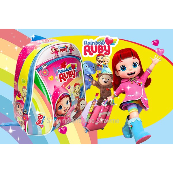 SHOWME ONLINE STORE  TAS RANSEL ANAK SEKOLAH PAUD - GAMBAR BUSA KERAS  PREMIUM - RAINBOW RUBY - CUTE - KEPALA SLETING KARET KARAKTER UNIK - RUBY