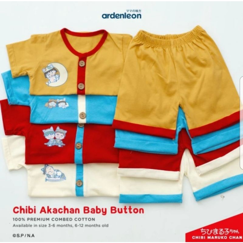 Ardenleon Chibi Akachan Baby Button Set Short / Baju Setelan Anak