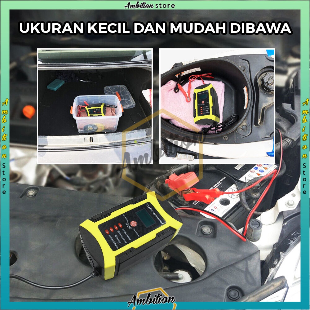 Venus Intelligent Battery Charger Aki Mobil 12V6A - 𝐂𝐚𝐬 𝐀𝐤𝐢 𝐌𝐨𝐛𝐢𝐥 𝐌𝐨𝐭𝐨𝐫 𝟏𝟐𝐕 𝟔𝐀 Pulse Repair battery Automatic smartcharger