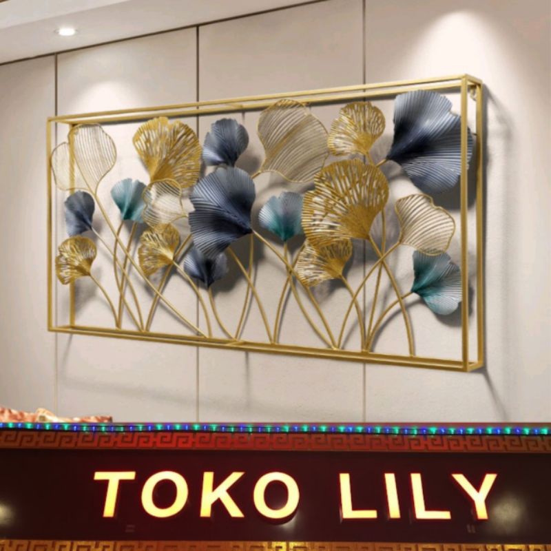 Golden Iron Leaf / Dekorasi Dinding Kuningan Ginko / Pajangan Dinding Bunga Emas