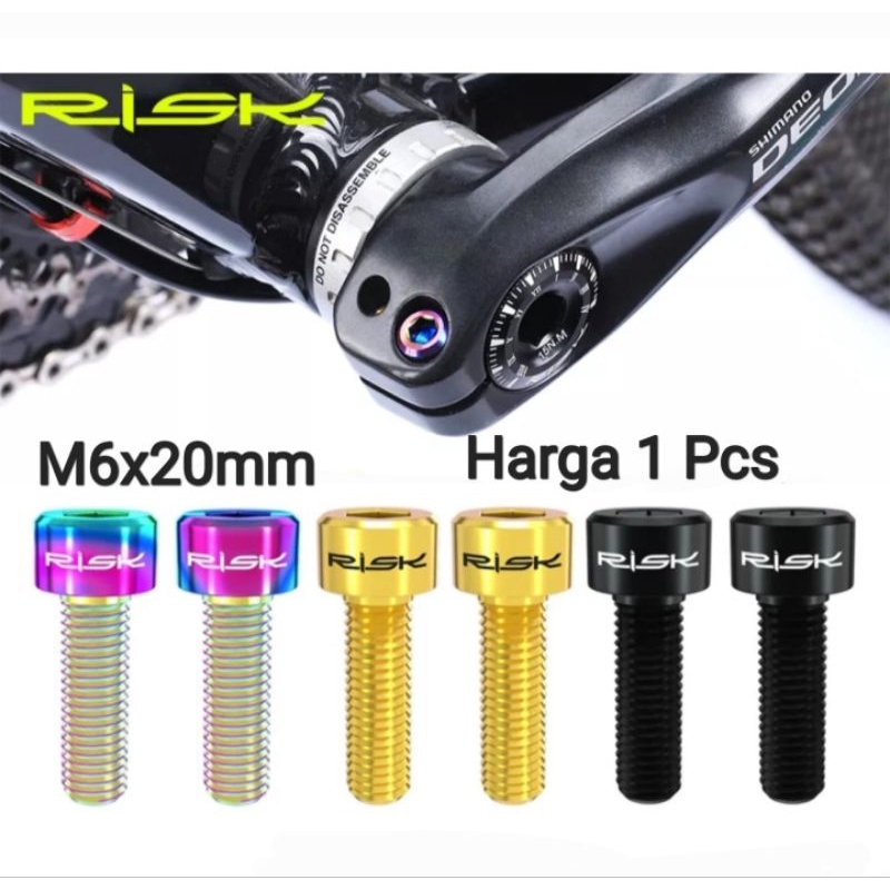 Risk Baut Titanium M6x20mm Baut Arm Crank Hollowtech HT2 Baut Crank Sepeda Lipat MTB Roadbike