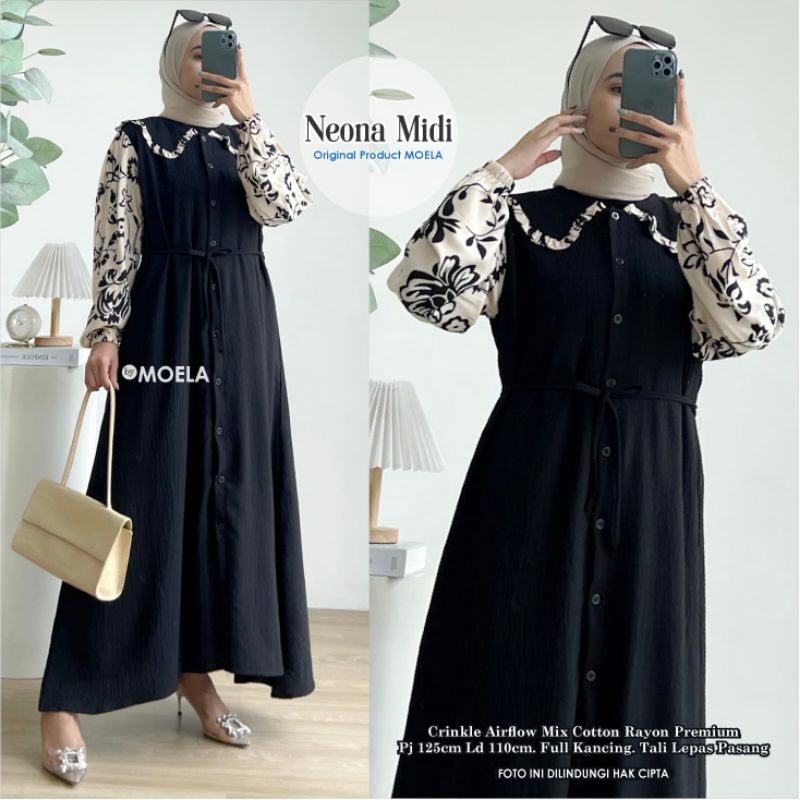 NEONA • NALA MIDI DRESS BY MOELA • MIDI DRESS KOMBINASI • BEST SELLER • BUSUI FRIENDLY • FULL KANCIN