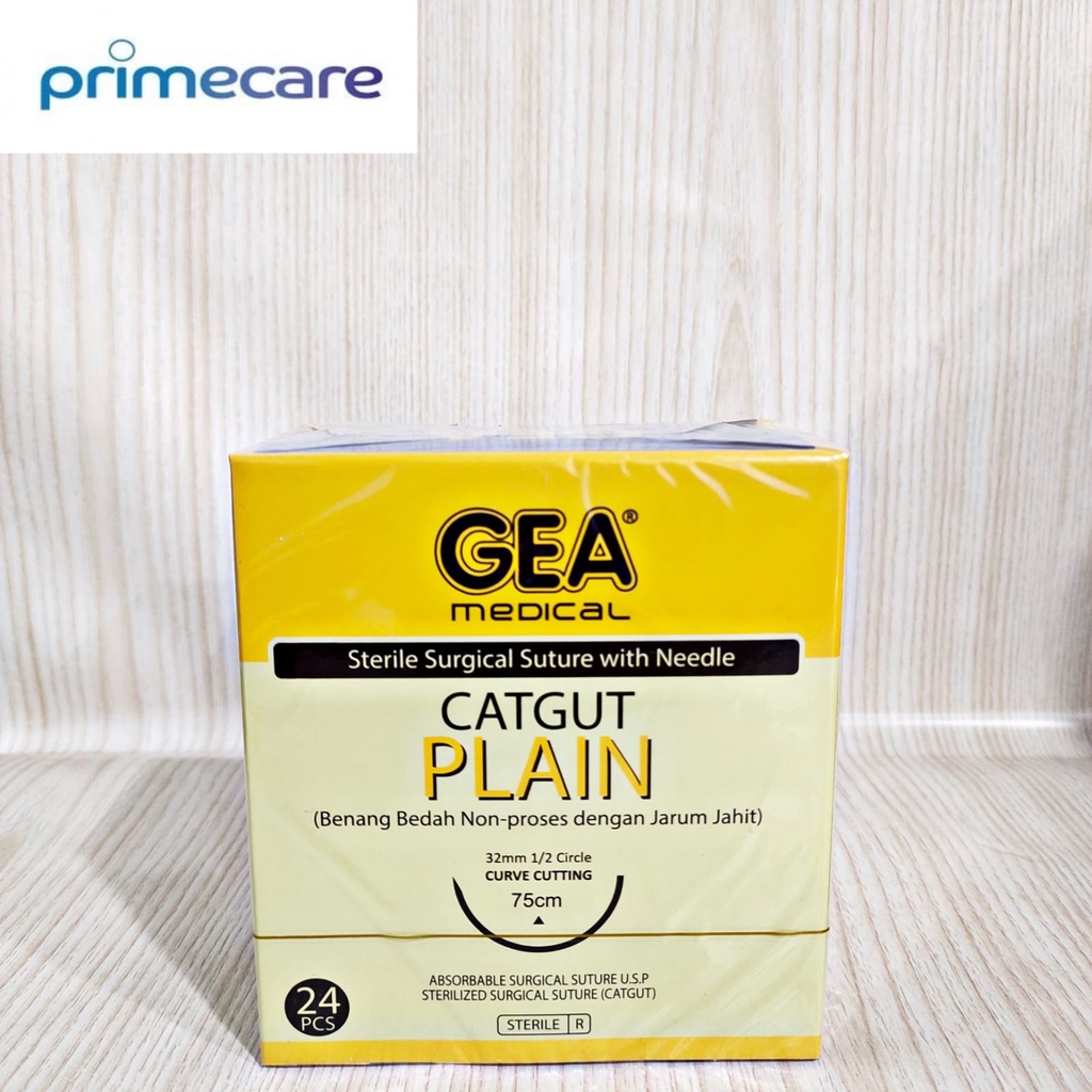 GEA Cat Gut Plain / Cat gut Plain Benang dengan Jarum GEA box