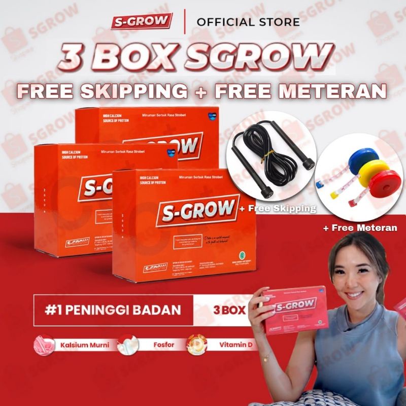 S-GROW Peninggi Badan Terbaik (Paket Platinum 3 Box) Free Skipping