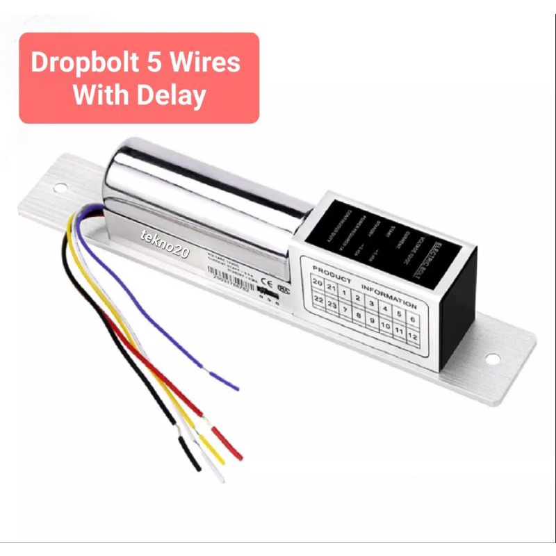 Dropbolt Drop Bolt 5 Kabel with Time Delay 0.3.6 / DB 5 Kabel / Dropbolt 5 Wires Electric Lock 12Volt Fail Safe