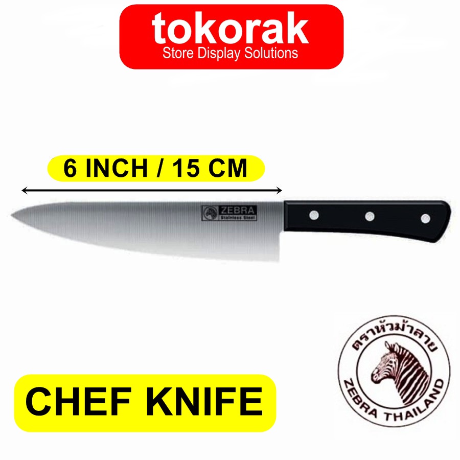 ZEBRA CHEF KNIFE 6 INCH 100222 - PISAU STAINLESS - PISAU DAPUR