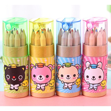 2IN1 ~ Pensil Warna Dan Peraut Pensil Warna Set 12 Warna