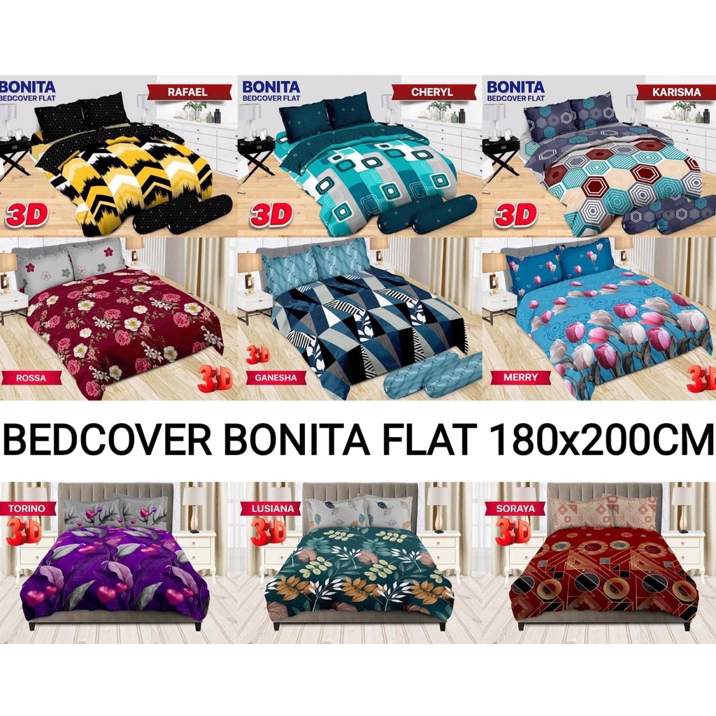 Bedcover Bonita Tidak Rumbai Flat 180x200