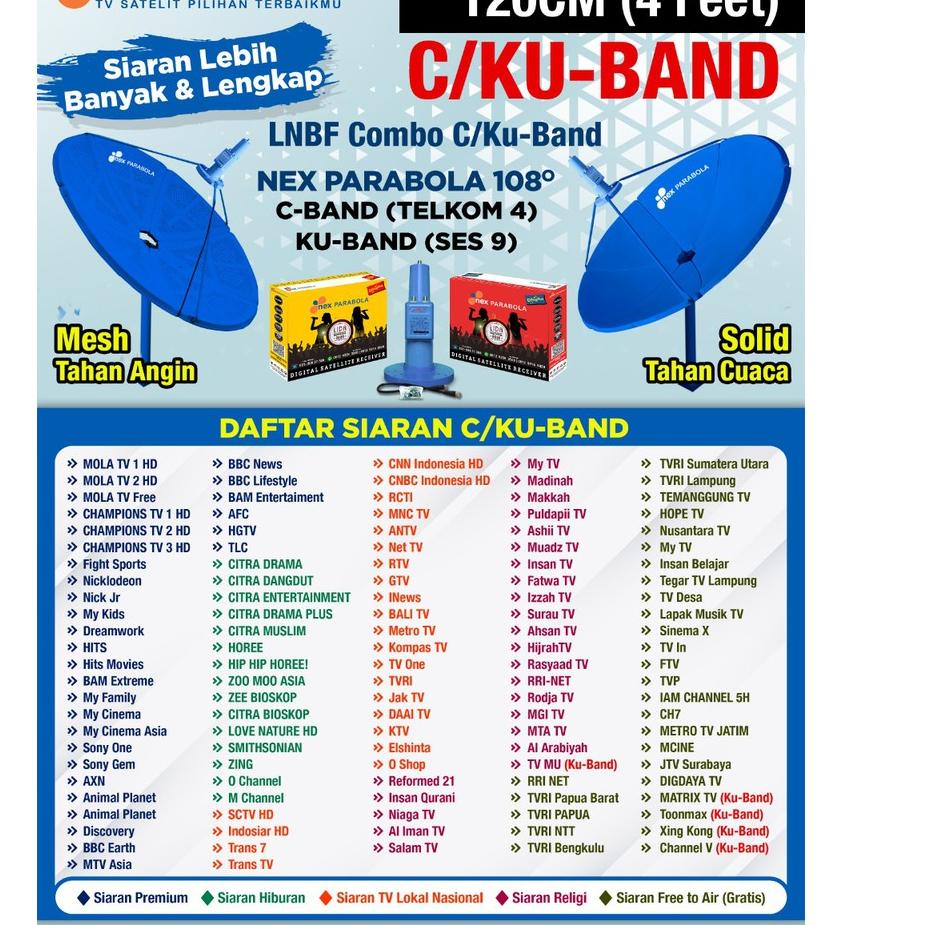 Stok Terbatas Dish Solid 4 feet 120cm Nex Parabola Galvanis Anti Karat Bolong C KU band