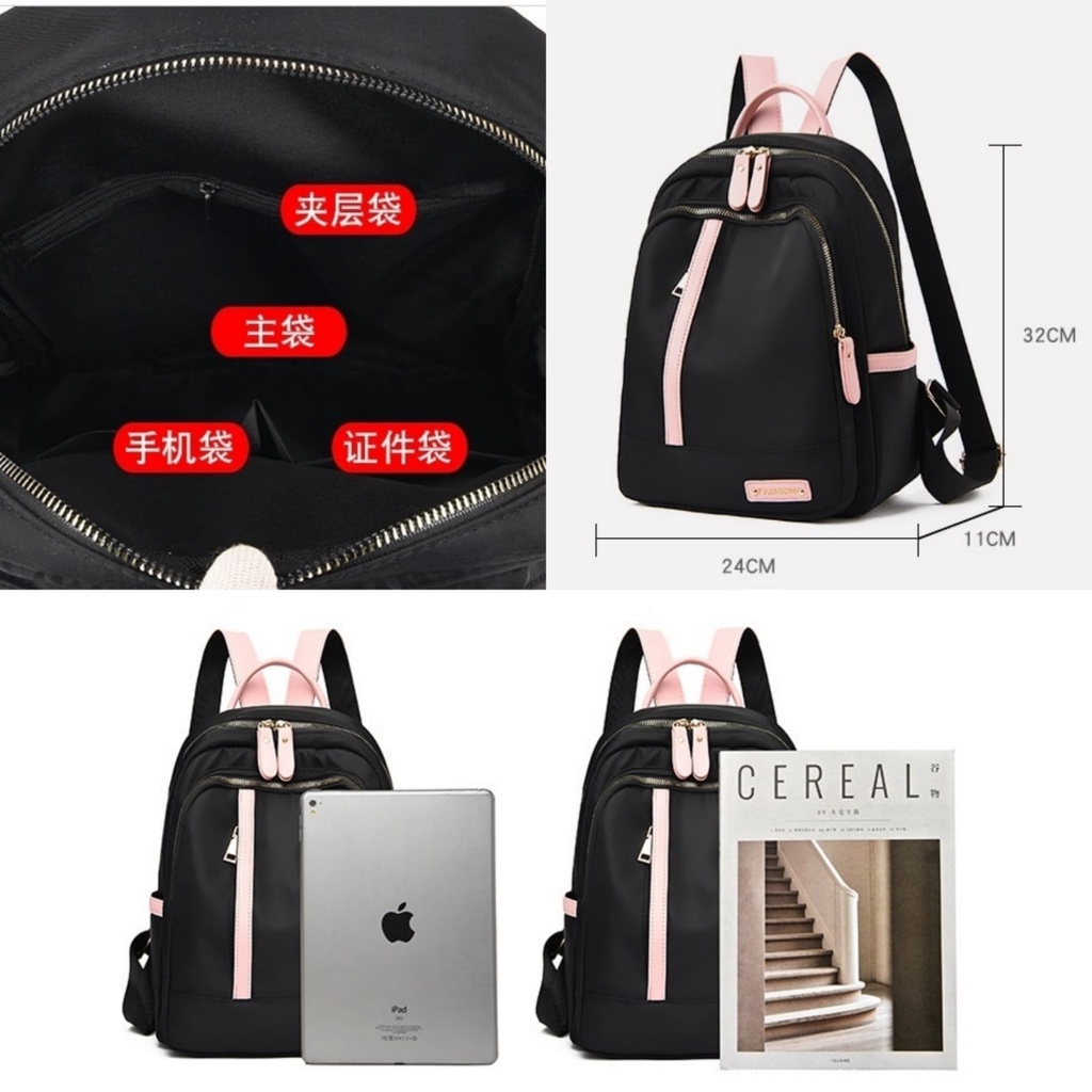 TAS RANSEL WANITA KOREA ANTI AIR HITAM BELLATOR GENDONG BACKPACK IMPORT TA698B5 PUNGGUNG SEKOLAH KULIAH KERJA CEWEK MURAH LUCU FASHION REMAJA KEKINIAN BRANDED BATAM