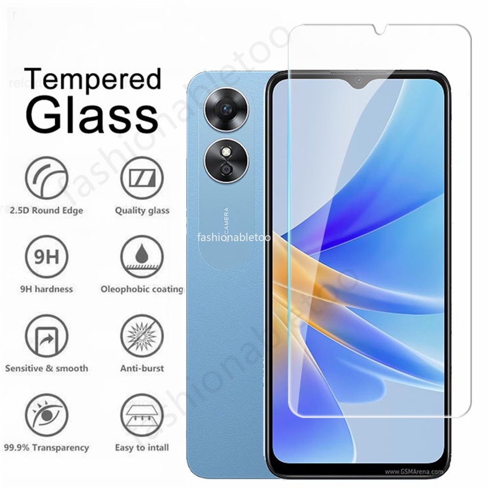 Pelindung Layar Bahan Tempered Glass Oppo A17 Oppo A17k Paket 2 in 1