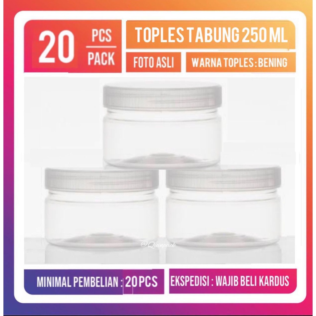Toples plastik 250 ml Toples silinder 250 ml Hampers 250 ml