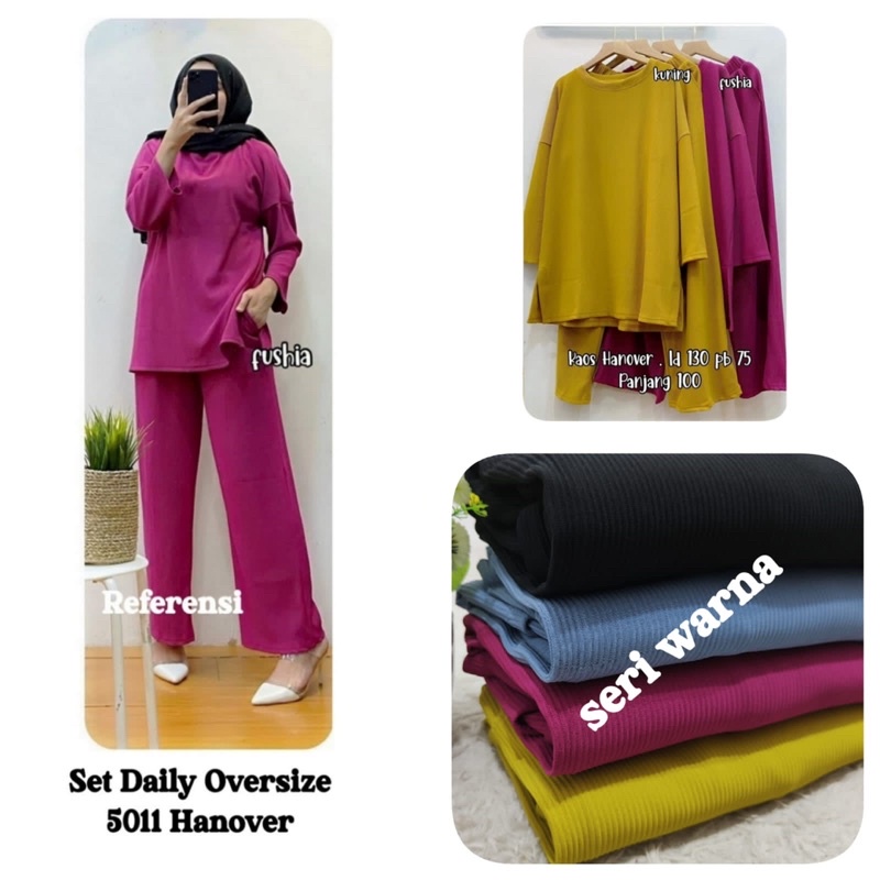 5011 setcel jumbo setelan oversize setelan celana wanita set daily hanover merk clarke