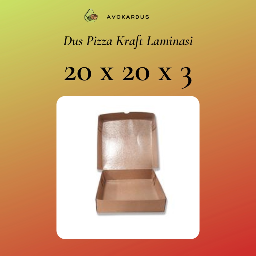 

Box Kardus Pizza Kraft 20x20x3 / Dus Pizza, Brownies & Kue Laminasi
