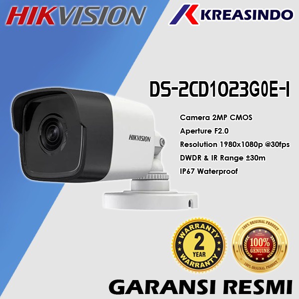 HIKVISION DS-2CD1023G0E-I H.265+ IPCAM IP Camera 2mp CCTV Wifi Outdoor