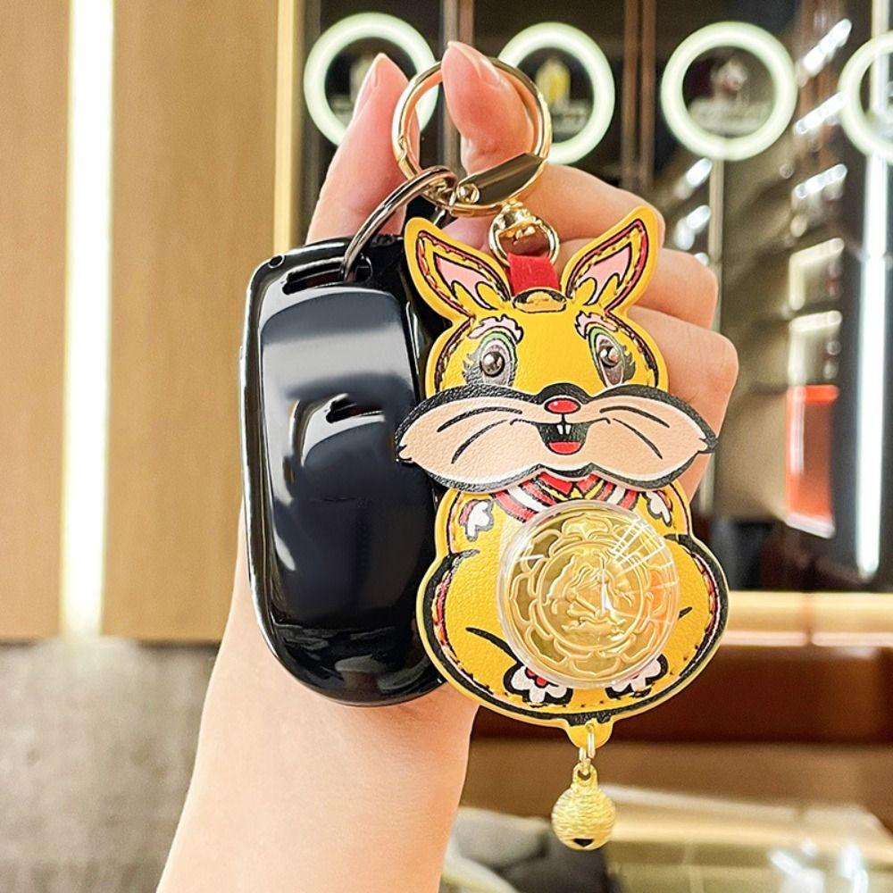 NEEDWAY Needway Tiga Telinga Kelinci Gantungan Kunci Kreatif Unik Cina Elemen Pesona Kelinci Gantungan Kunci Hadiah Anak Mobil Gantungan Kunci Zodiak Cina Key Ring