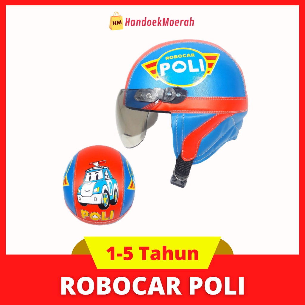 Helm Anak RETRO ROBOCAR POLI Murah / Helmet Non SNI / Helm Karakter Kartun Lucu / Helm Anak Cowok Laki Laki 1 2 3 4 5 Tahun